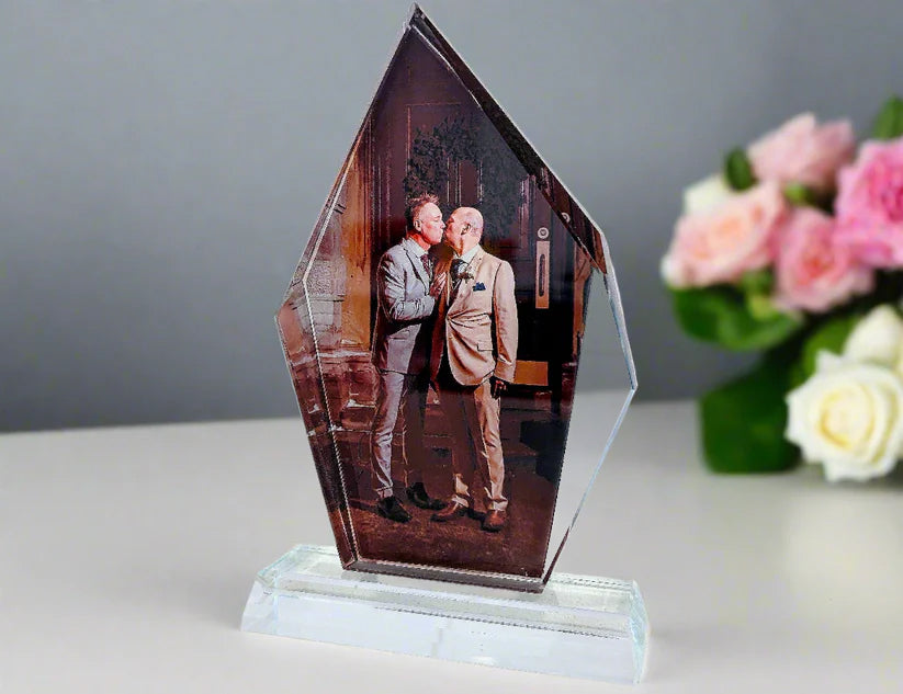 Glass Crystal Tabletop Photo Plaque