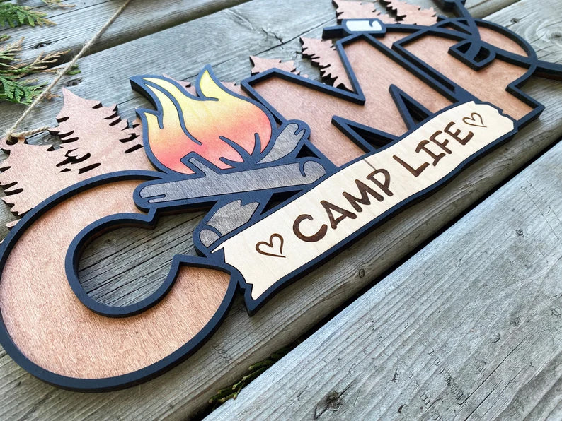Camping Bonfire and Marshmallows Sign