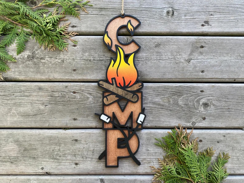 Camping Bonfire and Marshmallows Sign