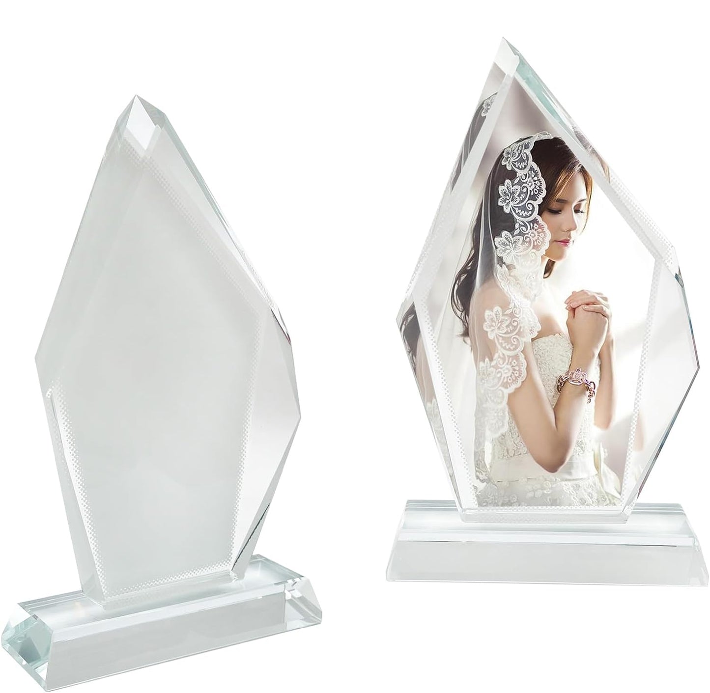 Glass Crystal Tabletop Photo Plaque