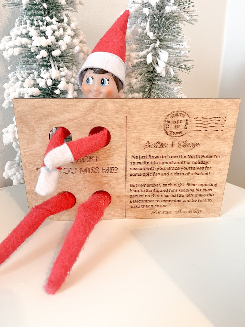 Elf on the shelf postcard