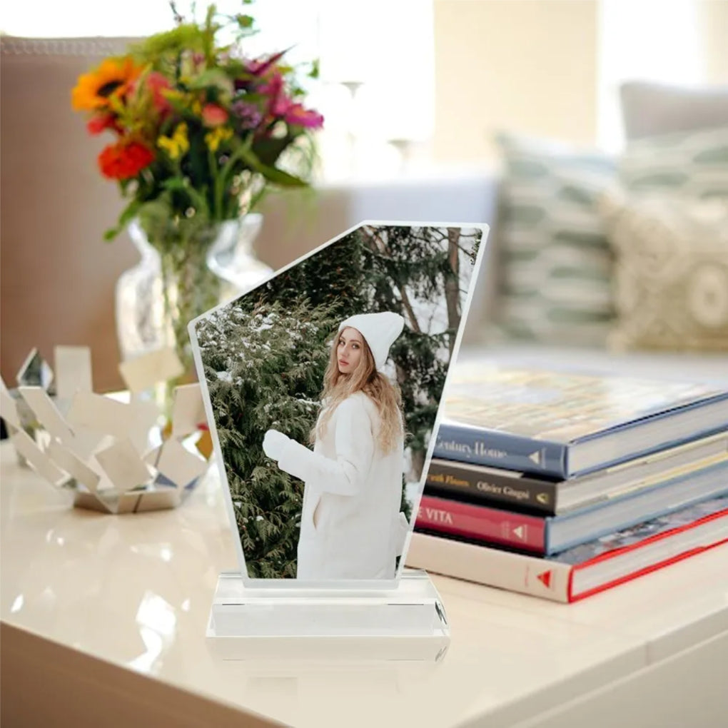 Glass Crystal Tabletop Photo Plaque