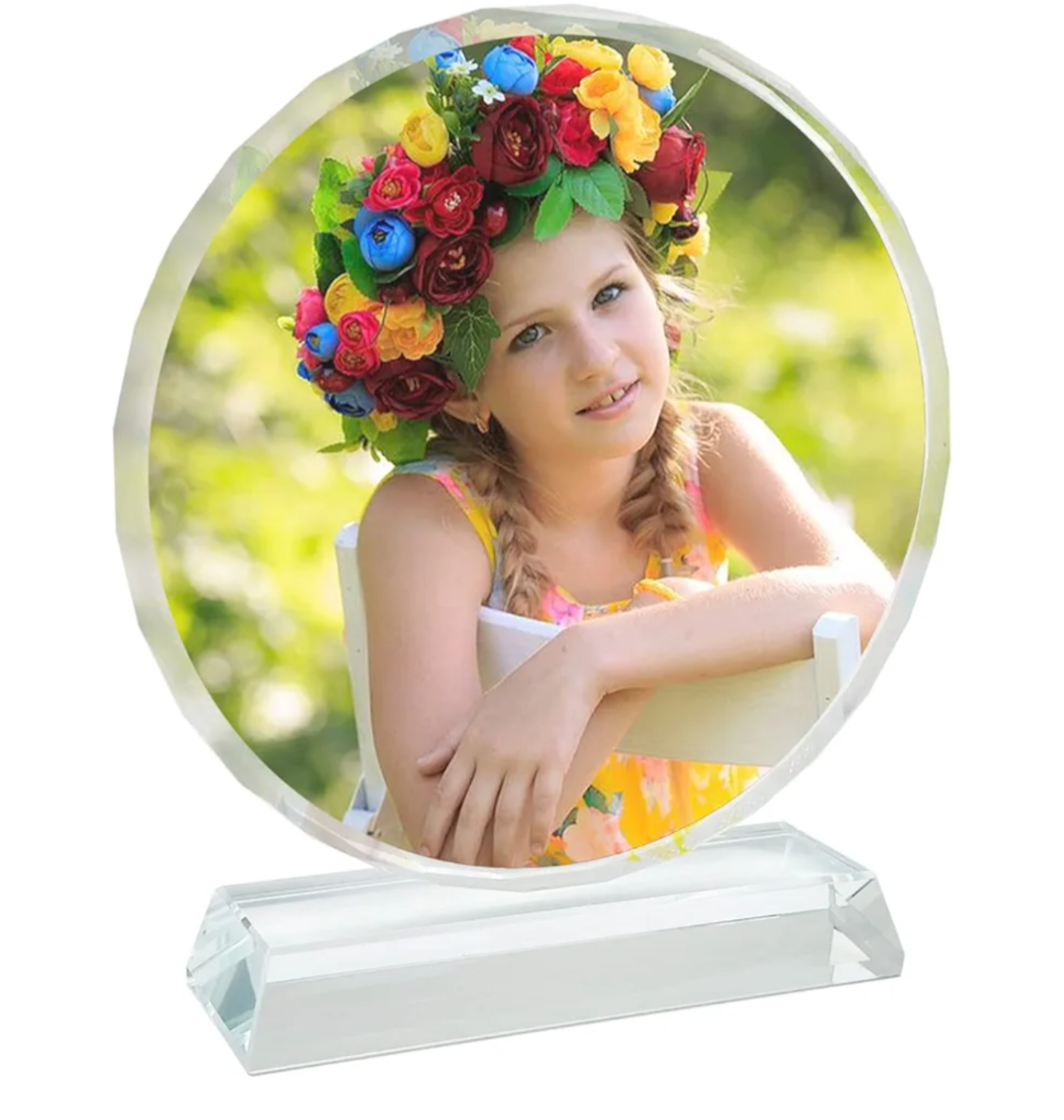 Glass Crystal Tabletop Photo Plaque