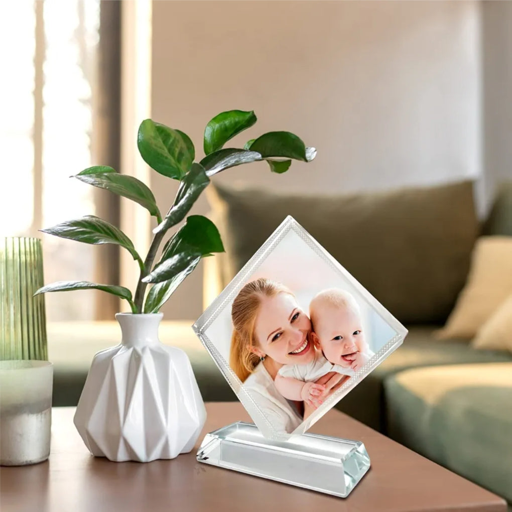 Glass Crystal Tabletop Photo Plaque