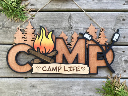 Camping Bonfire and Marshmallows Sign