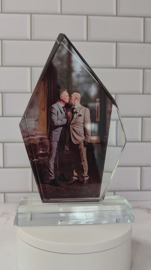 Glass Crystal Tabletop Photo Plaque